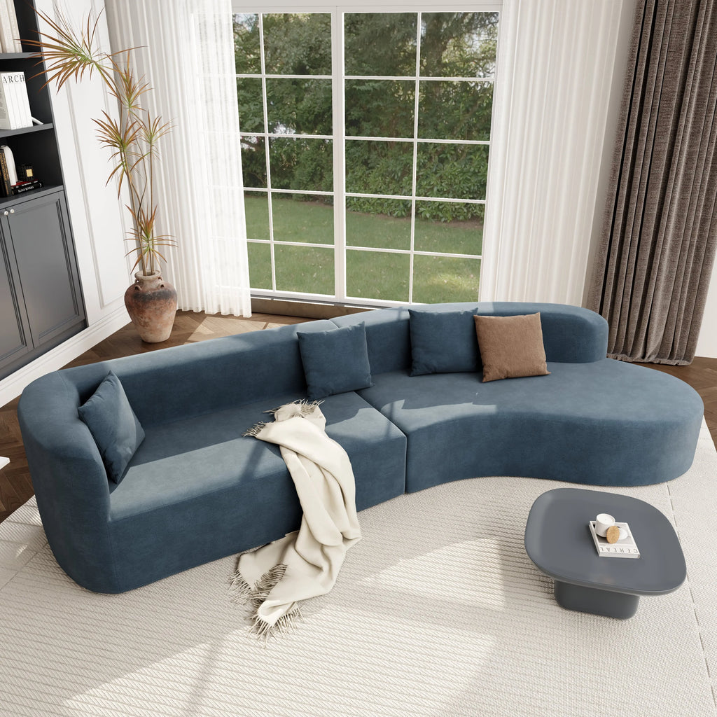 Harper & Bright Designs Modern Curved Floor Sofa Set, Modular Sectional Sponge Couch for Living Room, 2 PC Free Combination No Assembly Foam-Filled Sofa, Beige