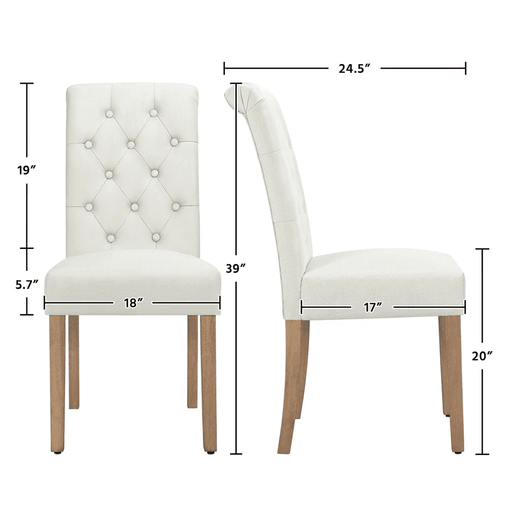 SMILE MART 6pcs Padded Parsons Fabric Upholstered Dining Chairs, Beige