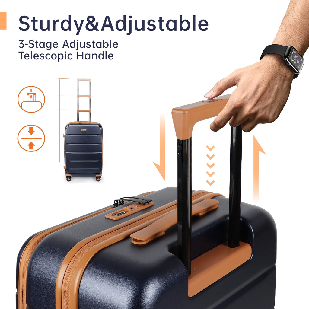 Carry On Luggage 22 x 14 x 9 Airline Approved Lightweight Hardside Spinner Luggage with TSA Lock and Laptop Compartment, Beige, CY2431