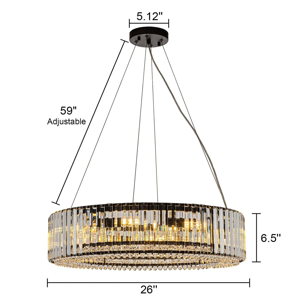 OYIPRO  6 - Light 19.7" Modern Round Crystal Chrome Chandelier Chrome Chrome
