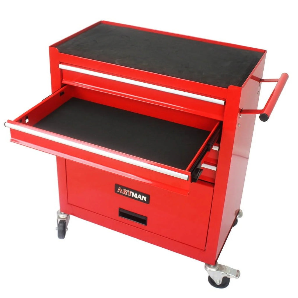 Seizeen Rolling Tool Chest on Wheels, Metal Tool Cart Toolbox Storage Cabinet Organizer W/ 7 Drawers, Red