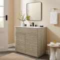 Modway Render 36" Faux Travertine Bathroom Vanity Cabinet (Sink Not Included) in Travertine