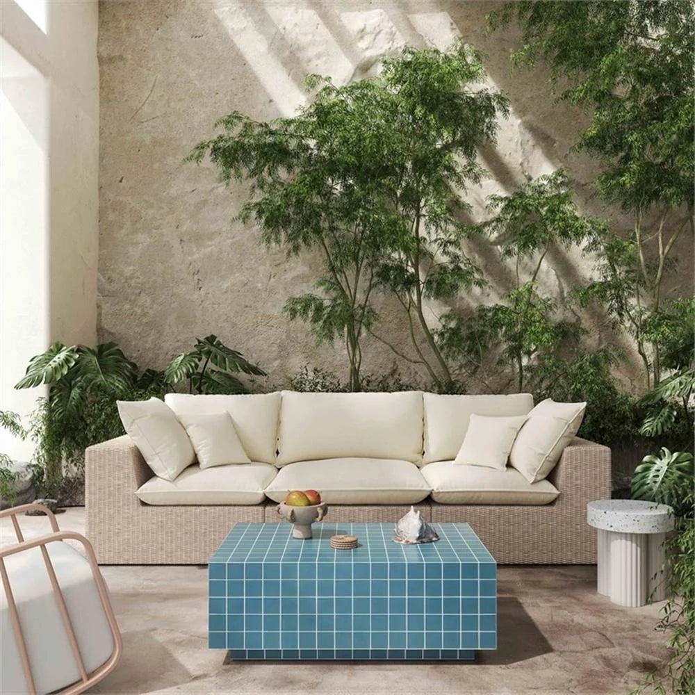Pemberly Row Contemporary Blue Tile Indoor / Outdoor Coffee Table