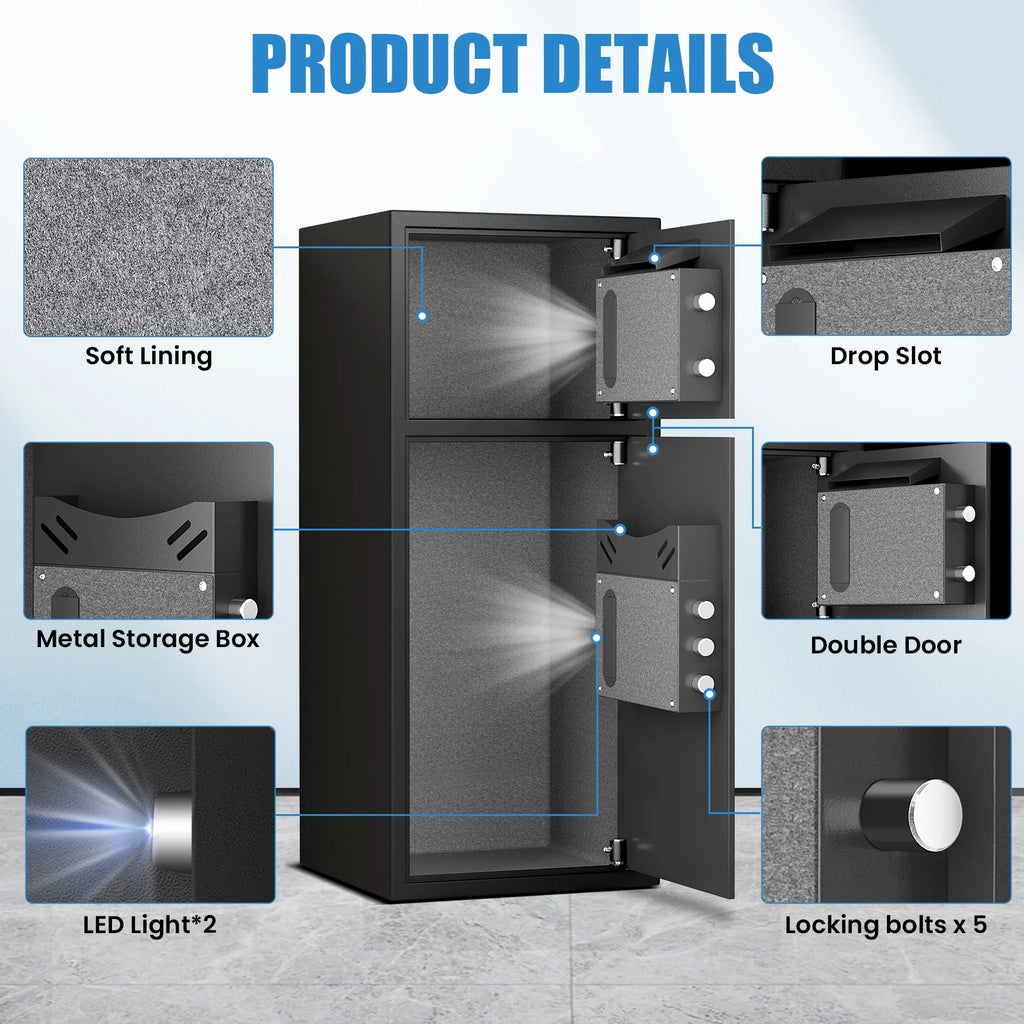 karbeen 7.0 Cu ft Large Safe Box Fireproof Waterproof, Digital KeypadHome Safe with Deposit Slot & Dual Alarm System, Money Safe With Mute Function and LED Light, Security Box for Money Valuables