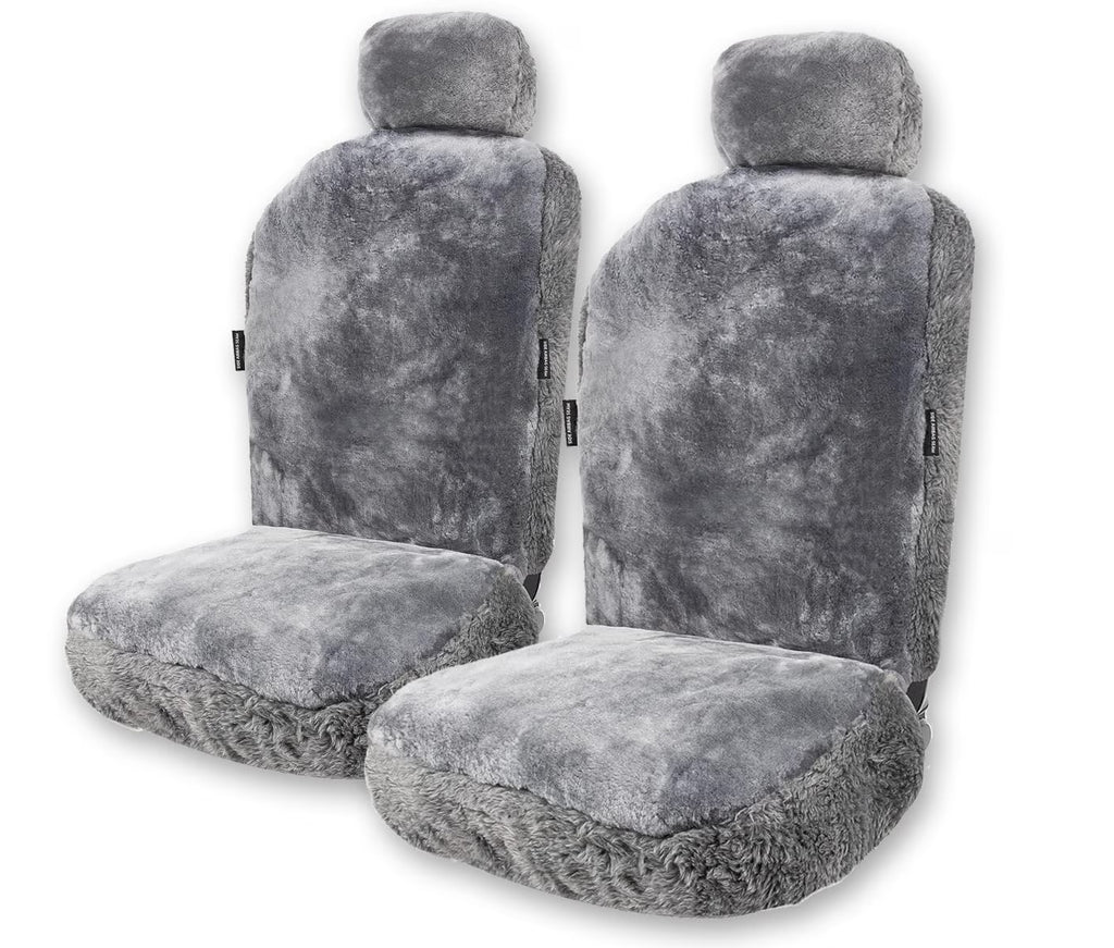 Zone Tech Genuine Sheepskin Ivory Car Seat Cover, Fluffy Luxury Wool Front Seat Covers, Universal Fits Car, Truck, SUV, & Van