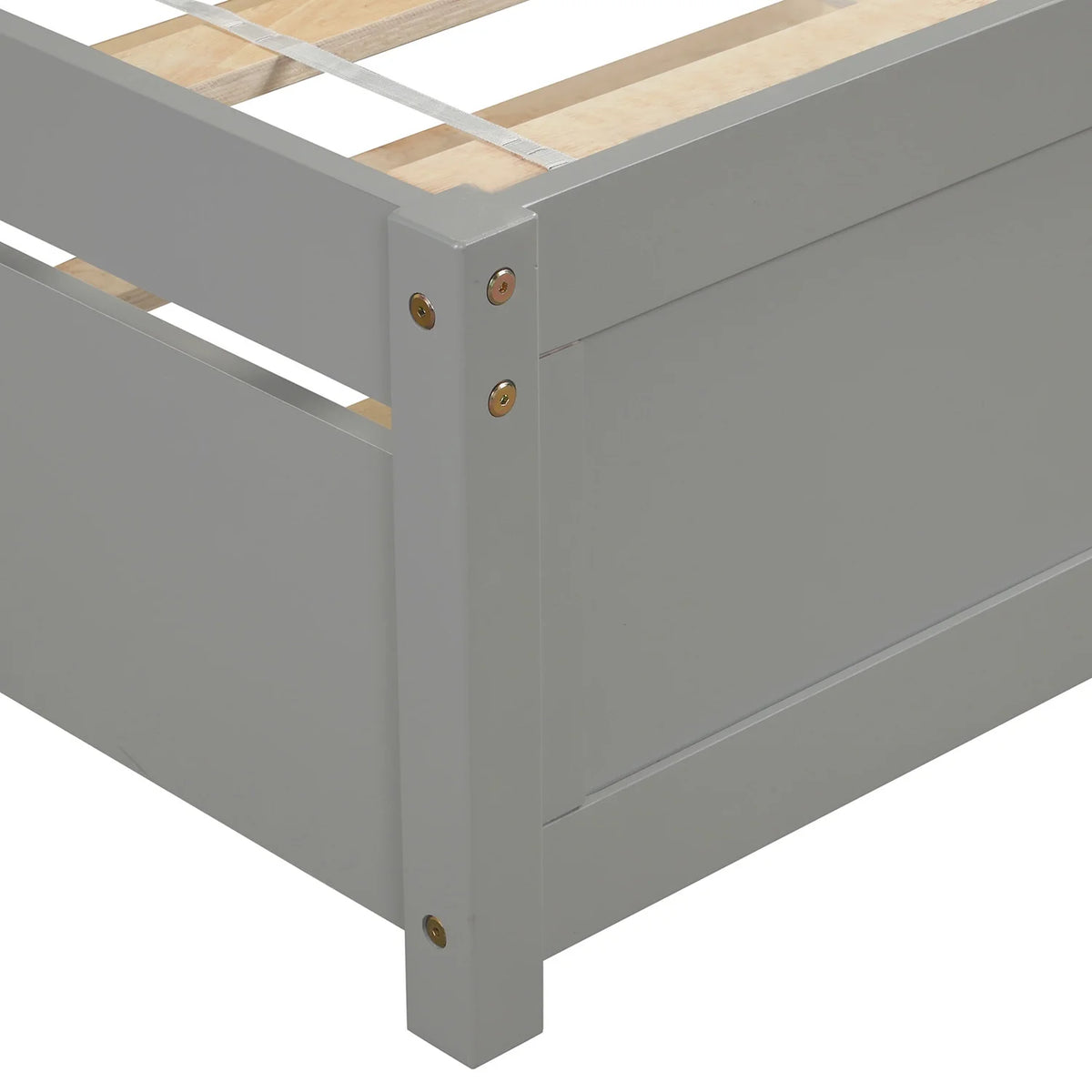 Aukfa Twin Platform Bed with Trundle - Trundle Bed with Headboard for Kids Teens - White