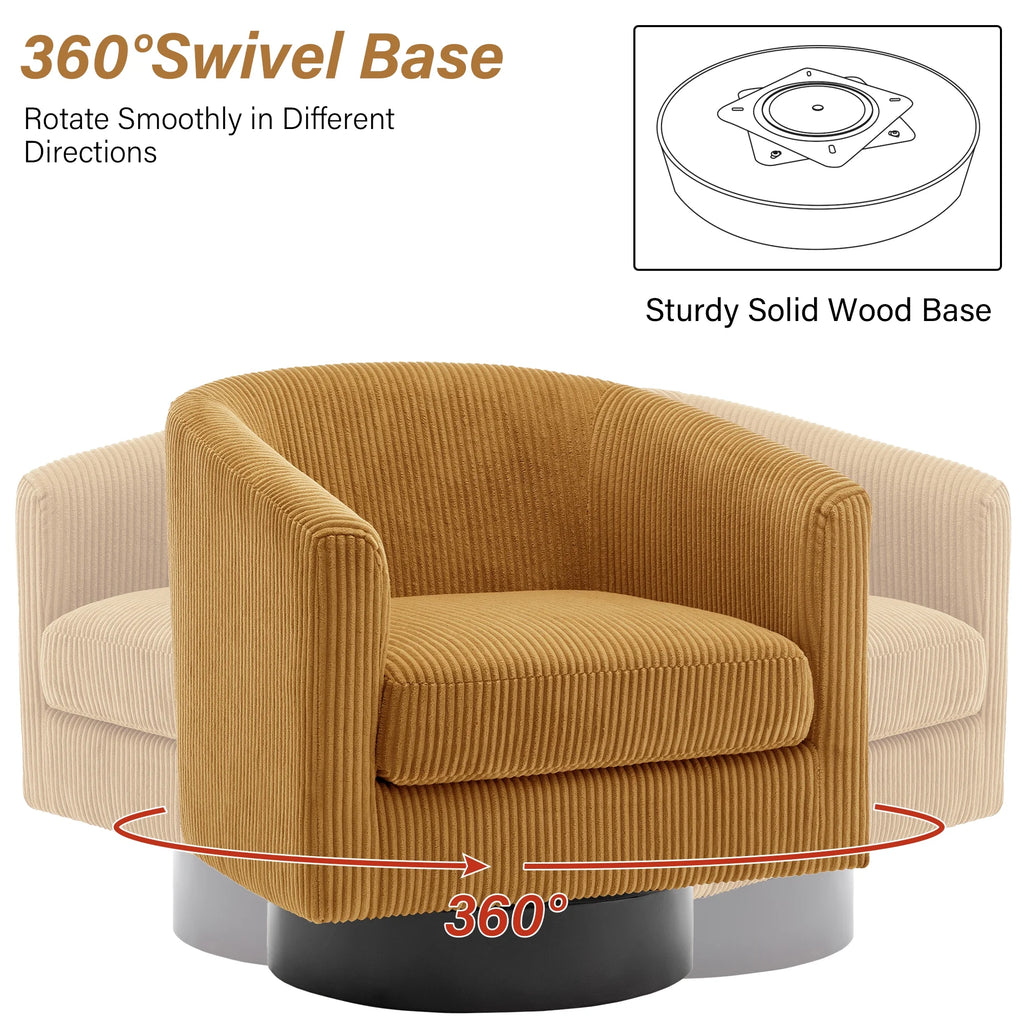 DREAMSIDEA Swivel Barrel Accent Chair for Living Room, Modern Upholstered Round Club Armchair-Cream