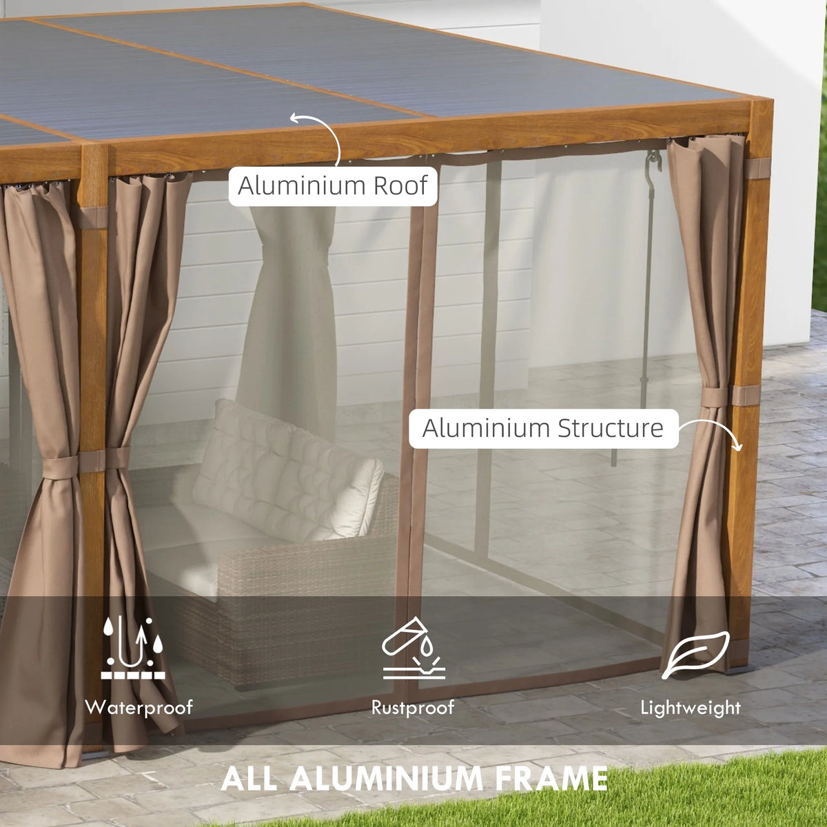 Outsunny 10'x13' Aluminum Pergola with Adjustable Louvered Roof, Gray