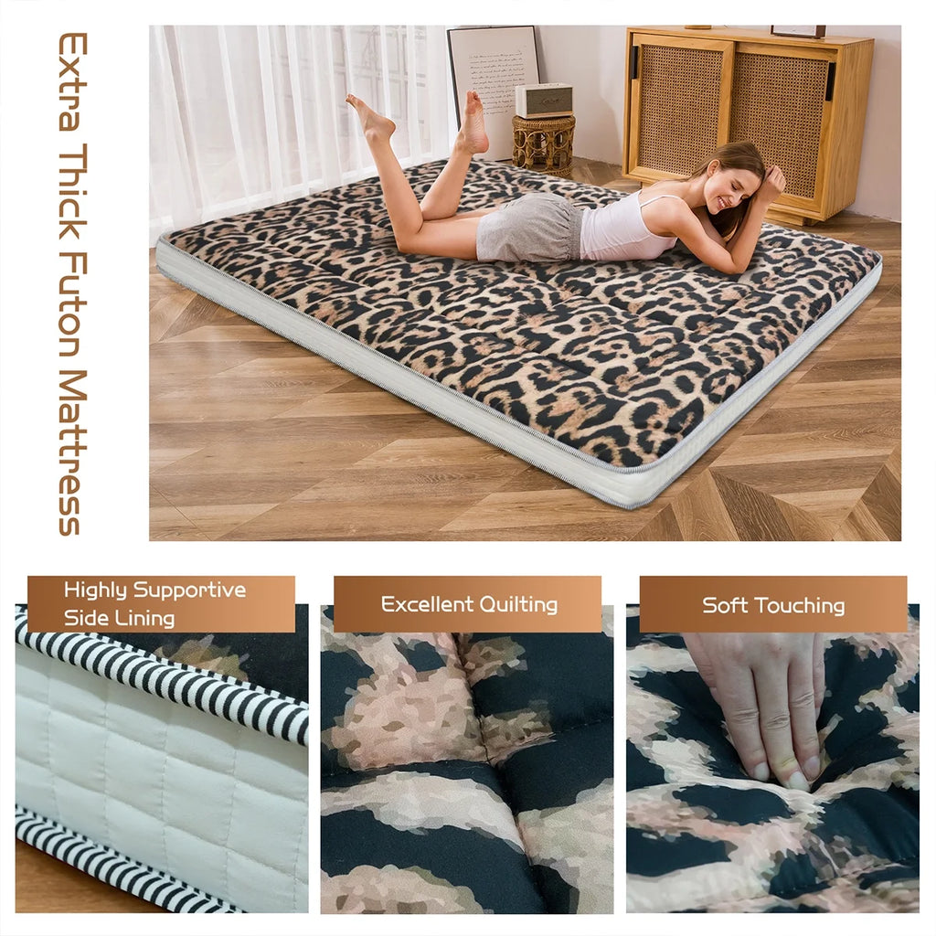 Futon Mattress, Padded Japanese Floor Mattress Quilted Bed Mattress Topper, Extra Thick Folding Sleeping Pad, Dark Grey, Twin