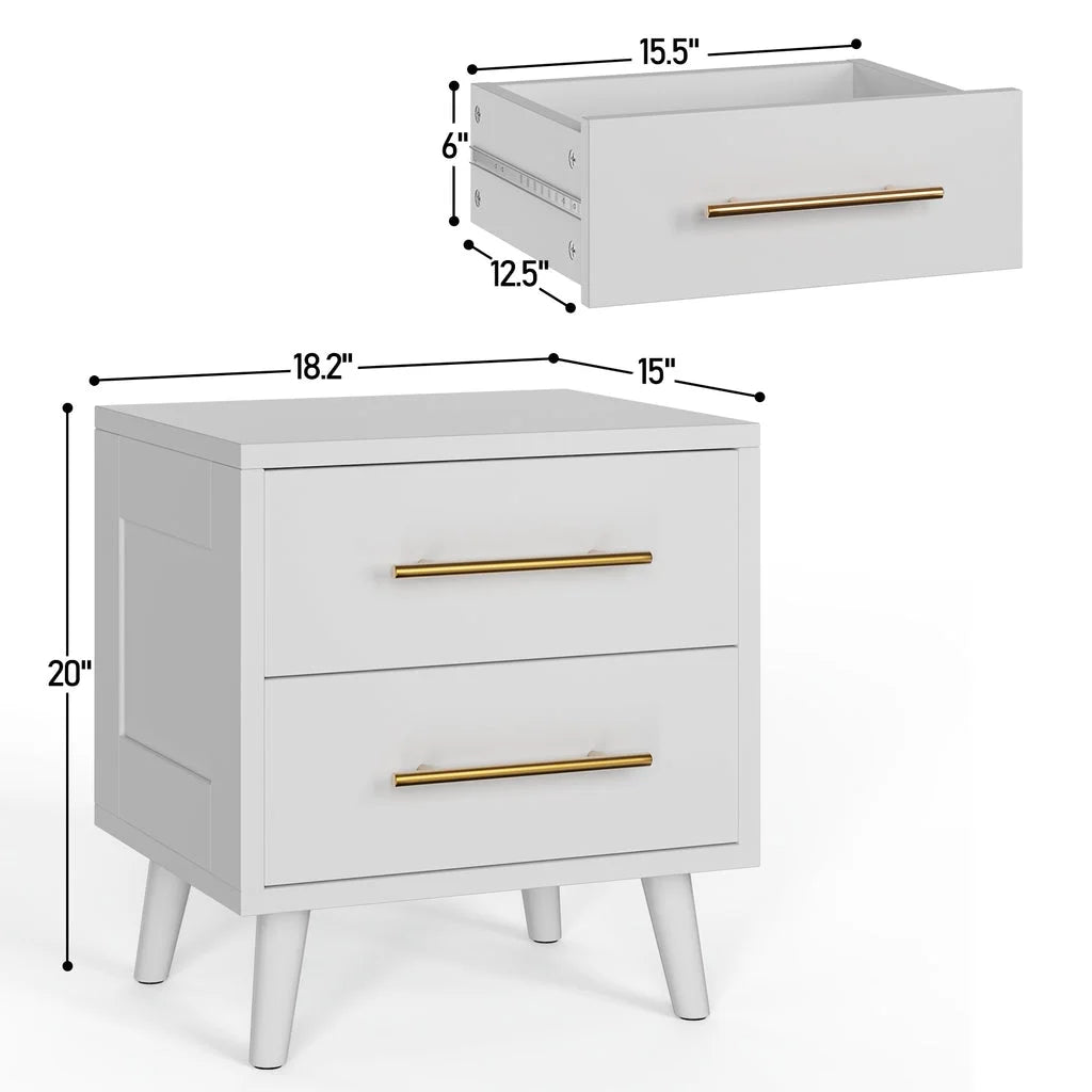 Aiho 4 Pieces Bedroom Furniture Set, Includes Queen Bed Frame, Nightstands Set of 2, Double Wide 6-Drawer Dresser - White