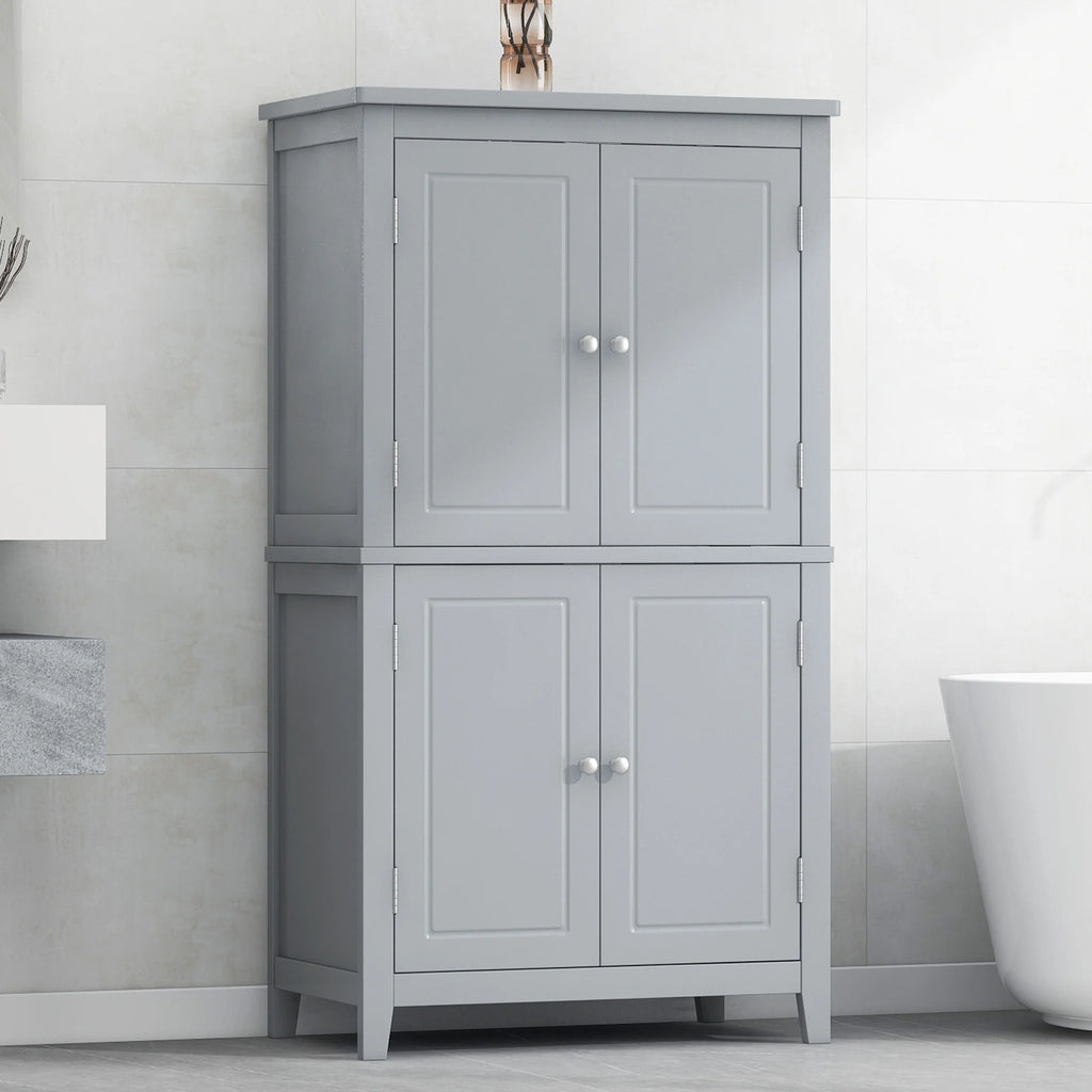 Elegant Bathroom Floor Storage Cabinet, Bathroom Storage Unit, Freestanding Cabinet with 4 Doors