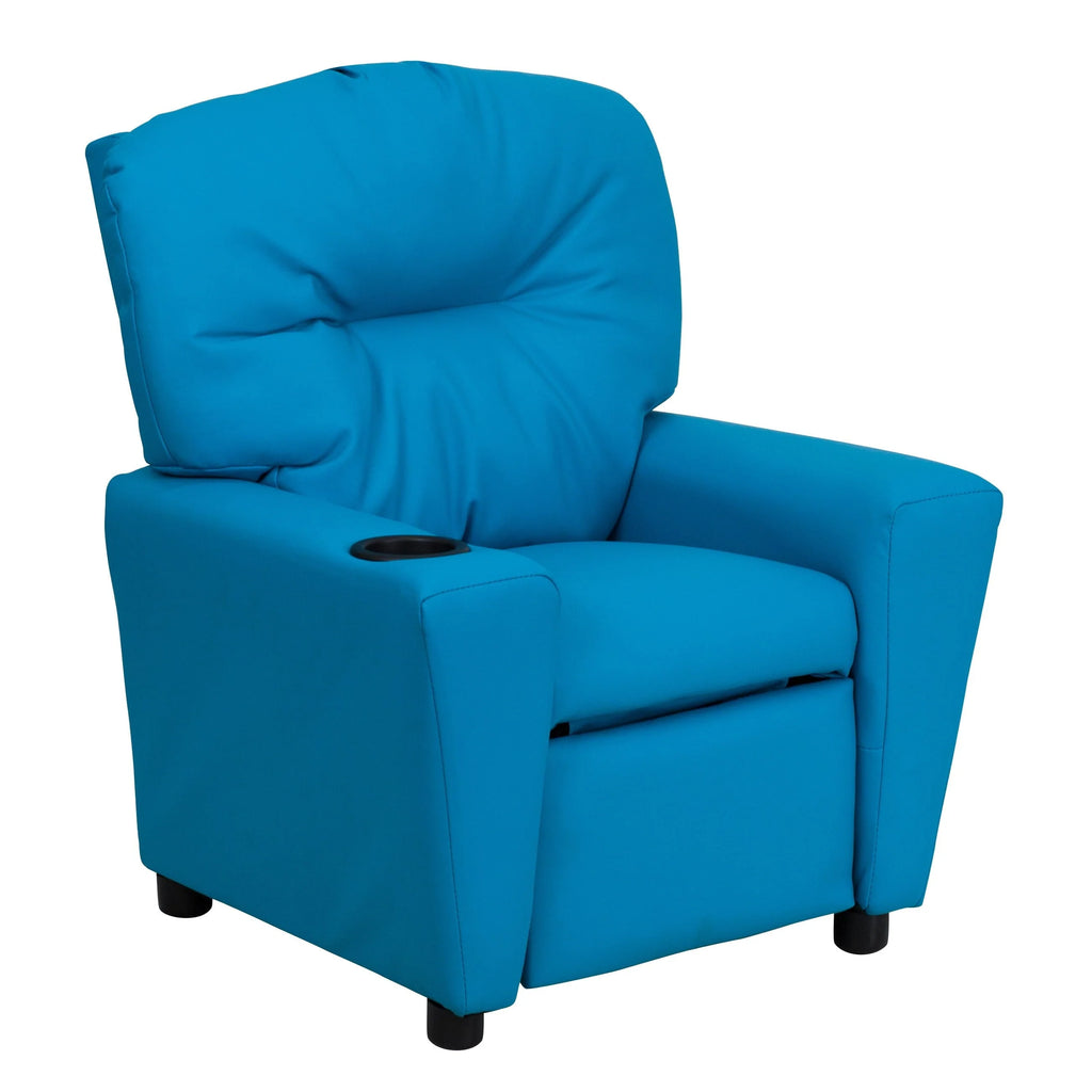 Lancaster Home Contemporary Kids Recliner with Cup Holder Brown Microfiber