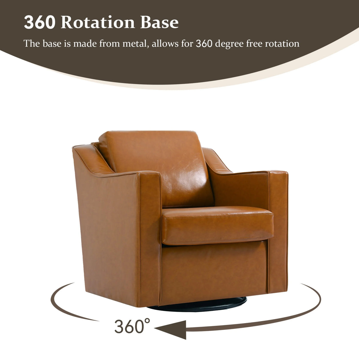 Swivel Accent Chair for Living Room, Modern Upholstered Barrel Arm Chair with Plump Back Pillow, Comfy Club Sofa Reading Chair for Adults (Chenille Navy, Set of 1)