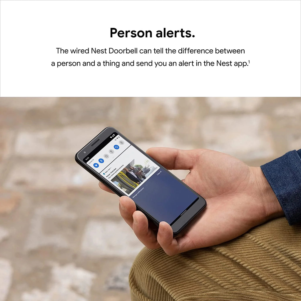 Google Nest Doorbell (Wired) Smart Wi-Fi Video Doorbell with 24/7 Cloud Recording and Video History (Requires Nest Aware)