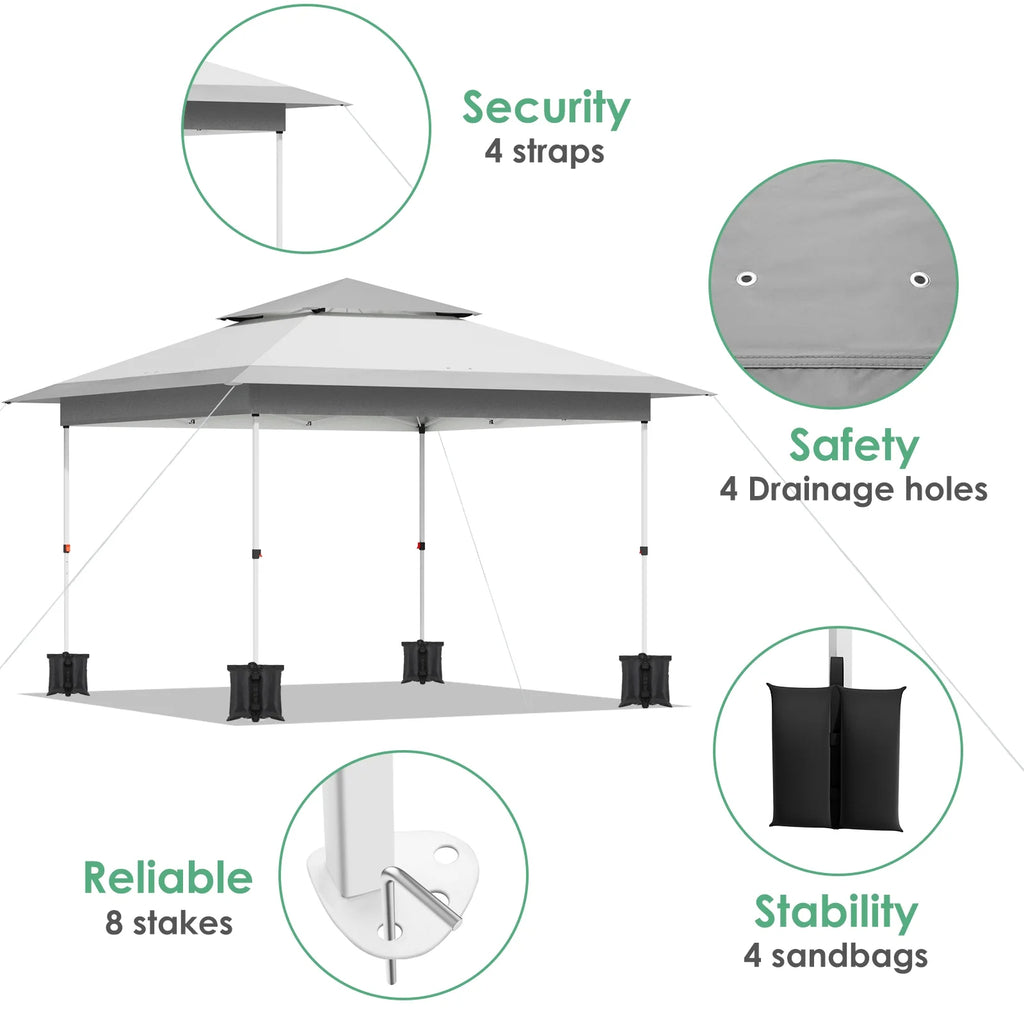 Pirecart 12' x 12' Pop-up Canopy Tent Waterproof Outdoor Gazebo Shelter with Wheeled Bag, Instand Canopy , White