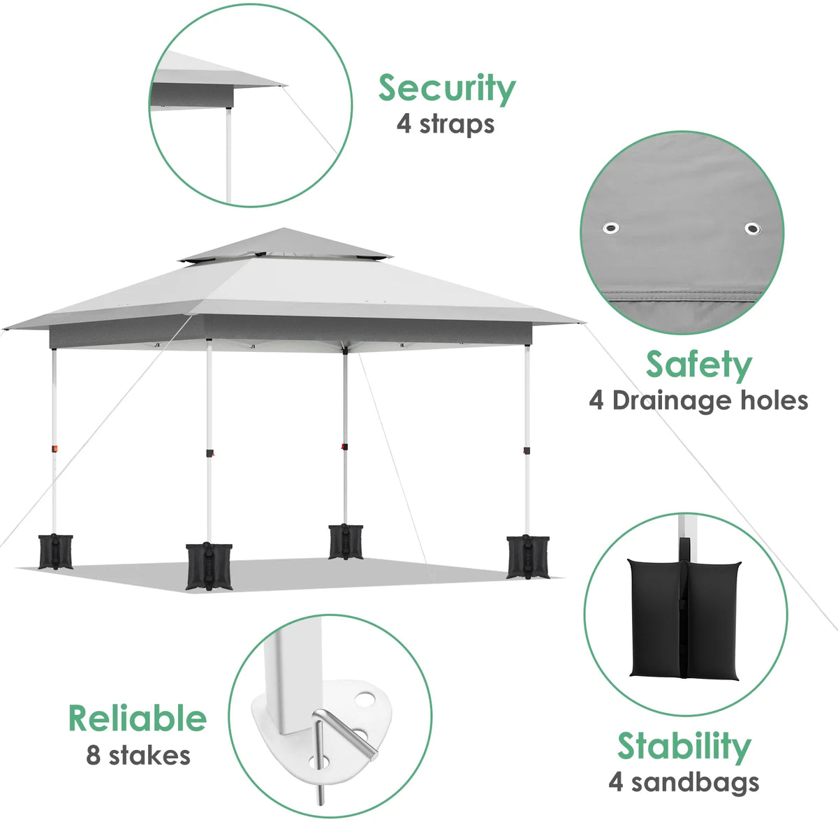Pirecart 12' x 12' Pop-up Canopy Tent Waterproof Outdoor Gazebo Shelter with Wheeled Bag, Instand Canopy , White