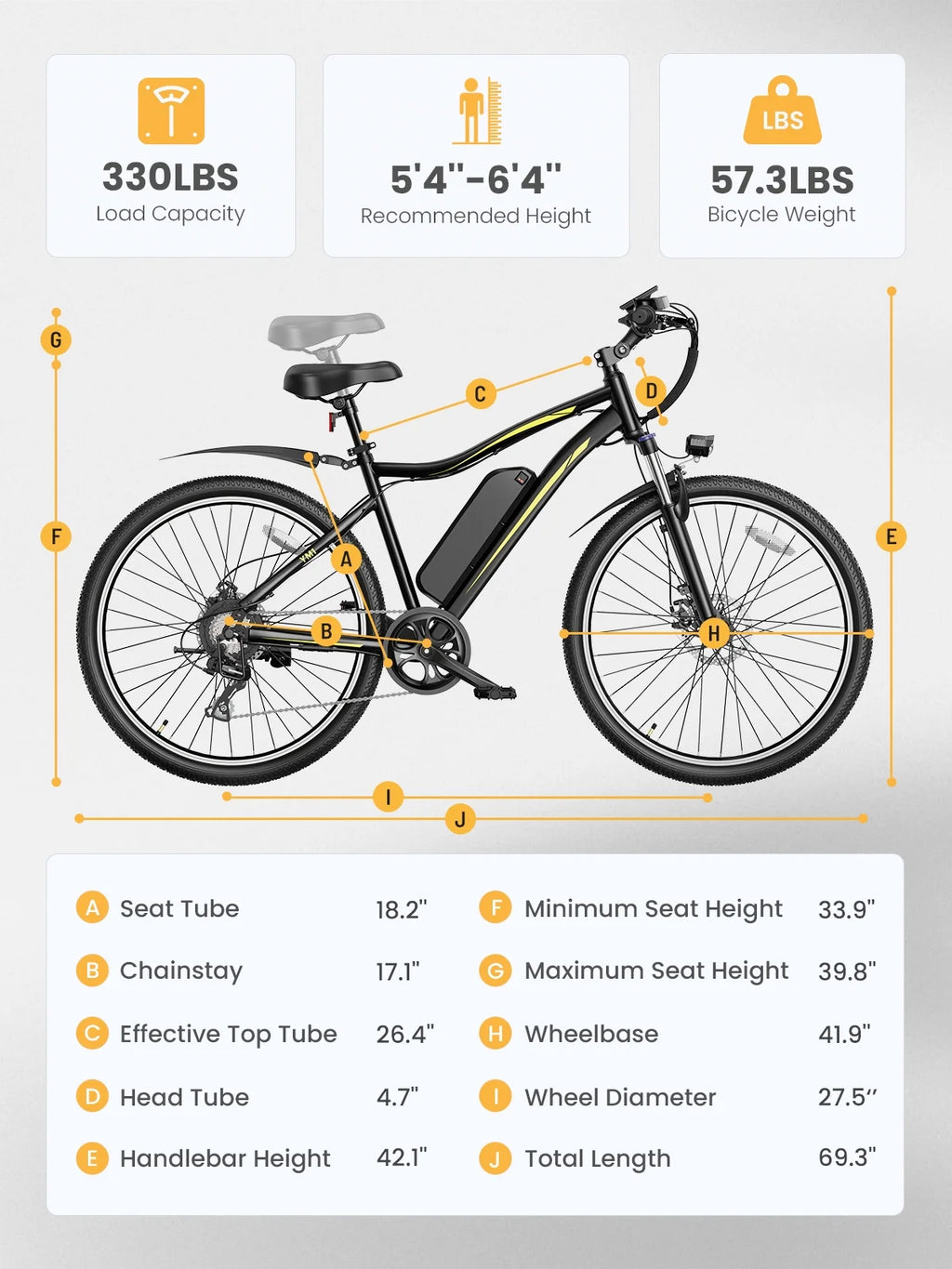 Heybike 27.5'' Electric Bike for Adults, 1200W Peak Brushless Motor, 480WH Removable Battery Electric Mountain Bike, Shimano 7-Speed and Front Fork Suspension UL2849