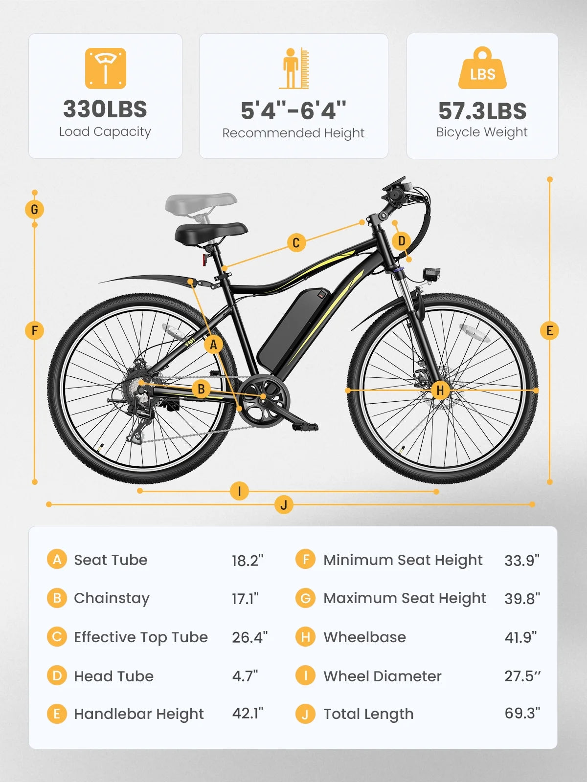 Heybike 27.5'' Electric Bike for Adults, 1200W Peak Brushless Motor, 480WH Removable Battery Electric Mountain Bike, Shimano 7-Speed and Front Fork Suspension UL2849