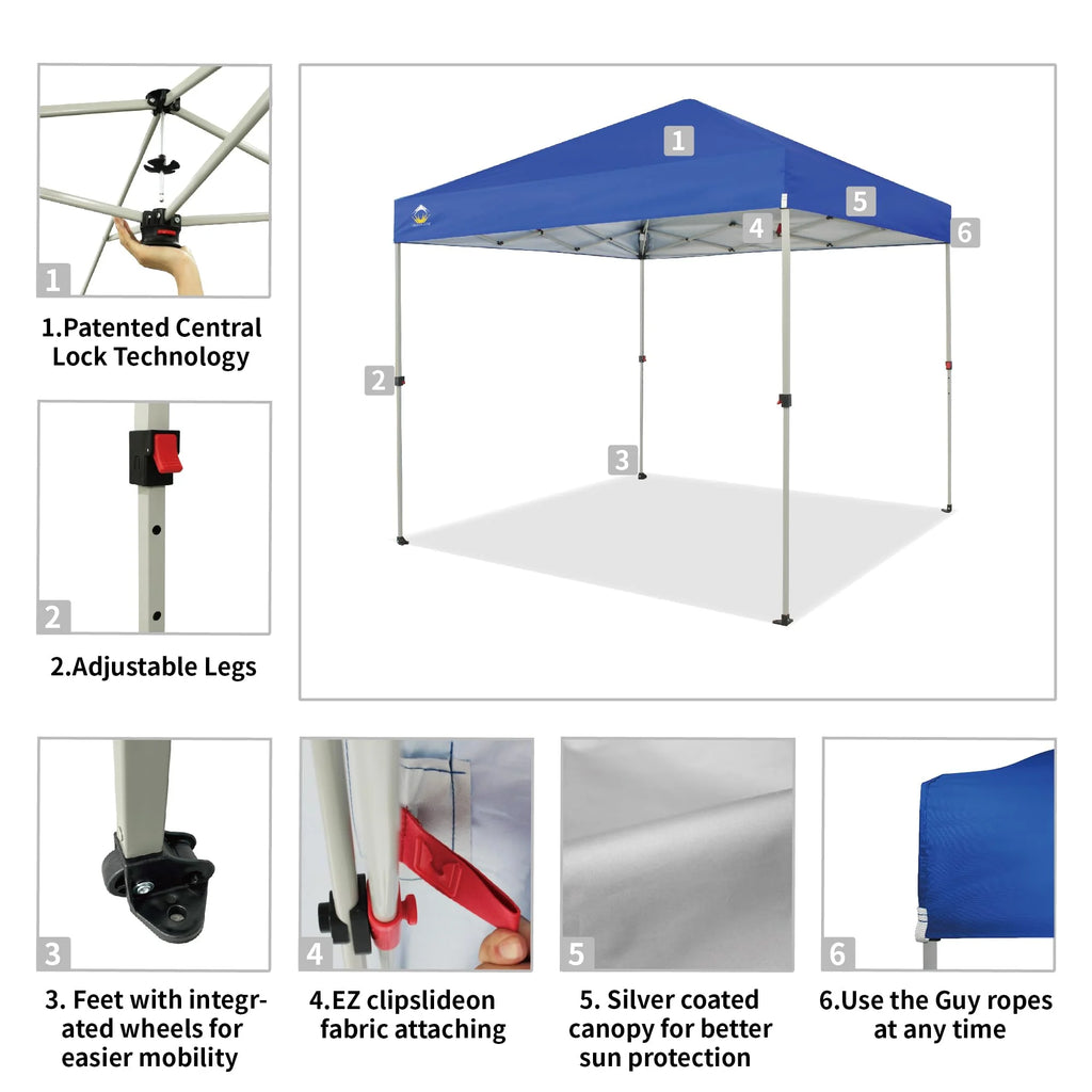 CROWN SHADES 8x8 Pop Up Canopy with One Push Setup Easy Outdoor Sun Shade for Events Parties Camping Forest Green