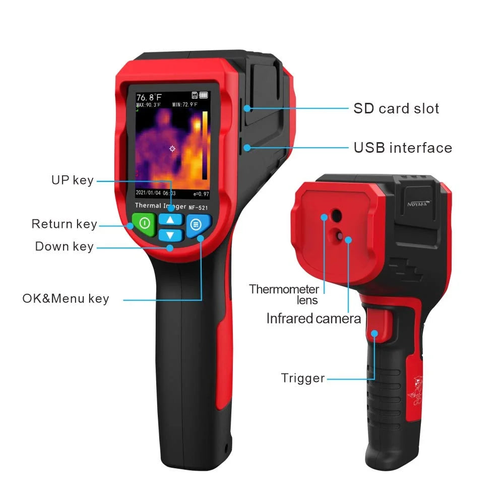 NOYAFA NF-521 Infrared Thermal Camera Industrial Thermal Imaging High Resolution Pixel Handheld Temperature Imaging Imager Used in Various Fields with 2.4 TFT LCD Display