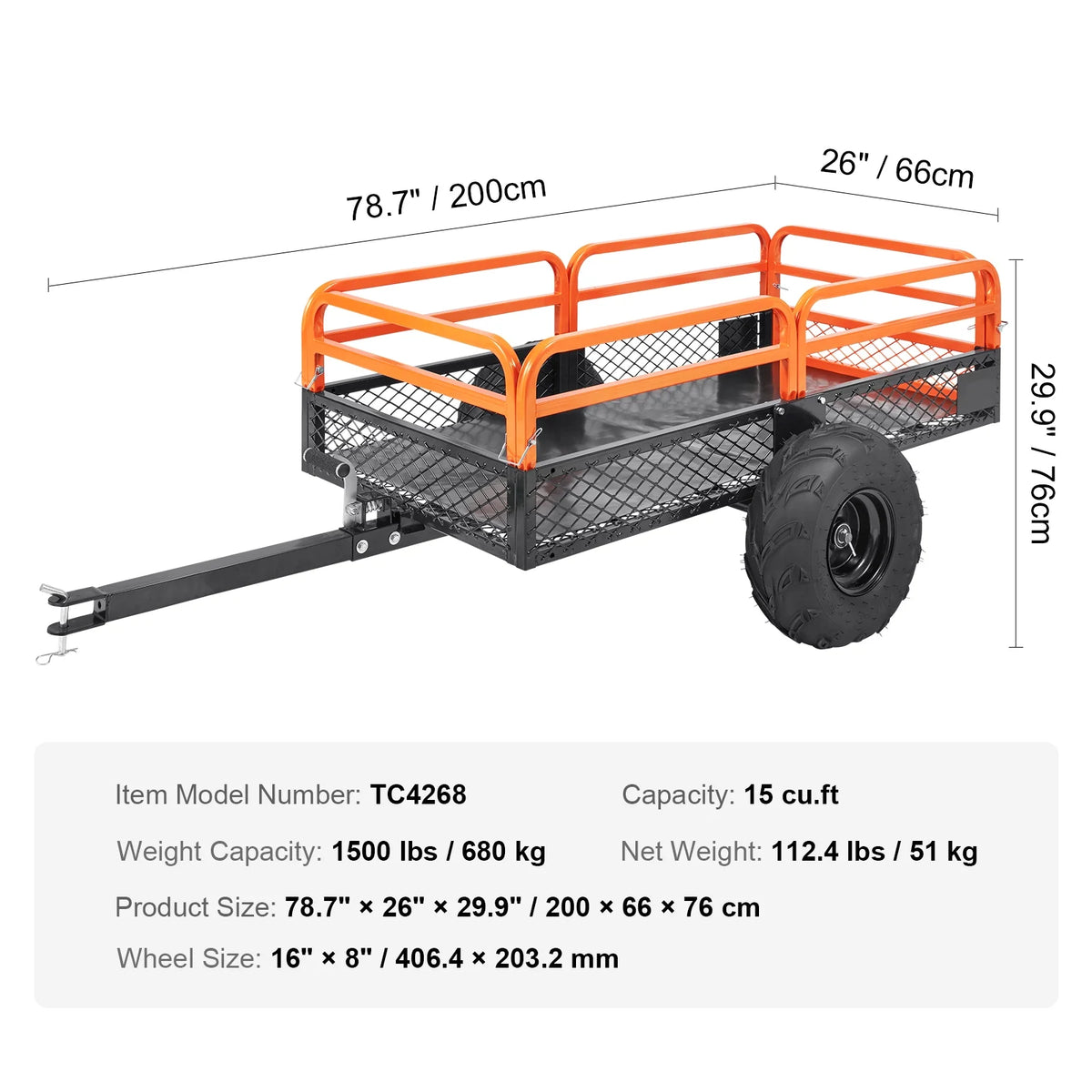 BENTISM Dump Trailer Tow Behind Dump Cart, 1500 lbs 15 Cu. Ft, Steel Construction Garden Utility Trailer with Removable Sides for Riding Lawn Mower Tractor