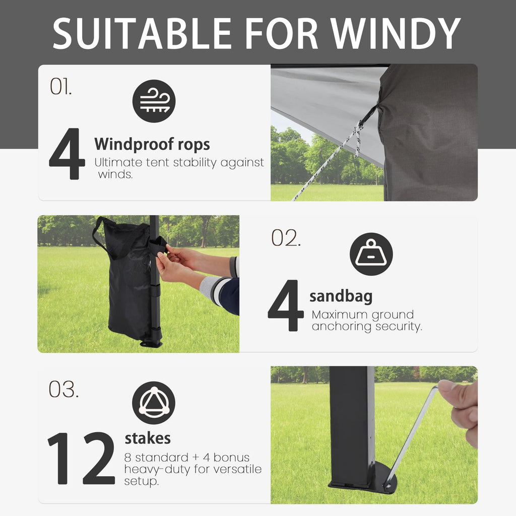 Bezseller 11x11 Pop up Gazebo, Outdoor Waterproof Canopy Tent with Mosquito Netting for Outdoors, Khaki