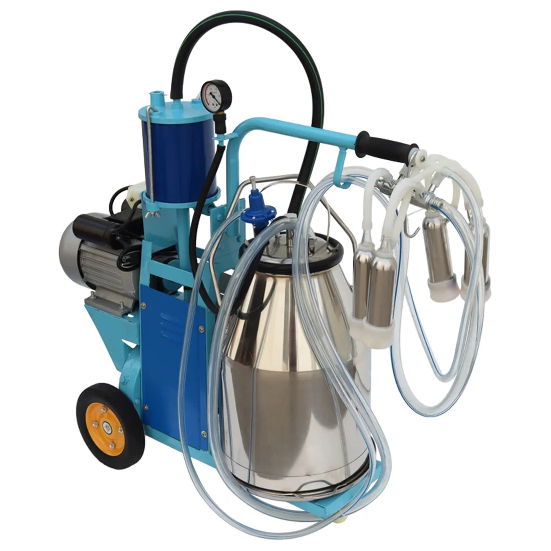 INTBUYING Electric Cow and Goat Piston Milking Machine with 25L Stainless Steel Bucket