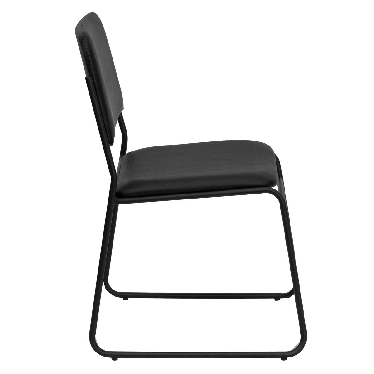 Flash Furniture Hercules Series Adult High-Density Vinyl Sled Base Stack Chairs, Set of 5, Black