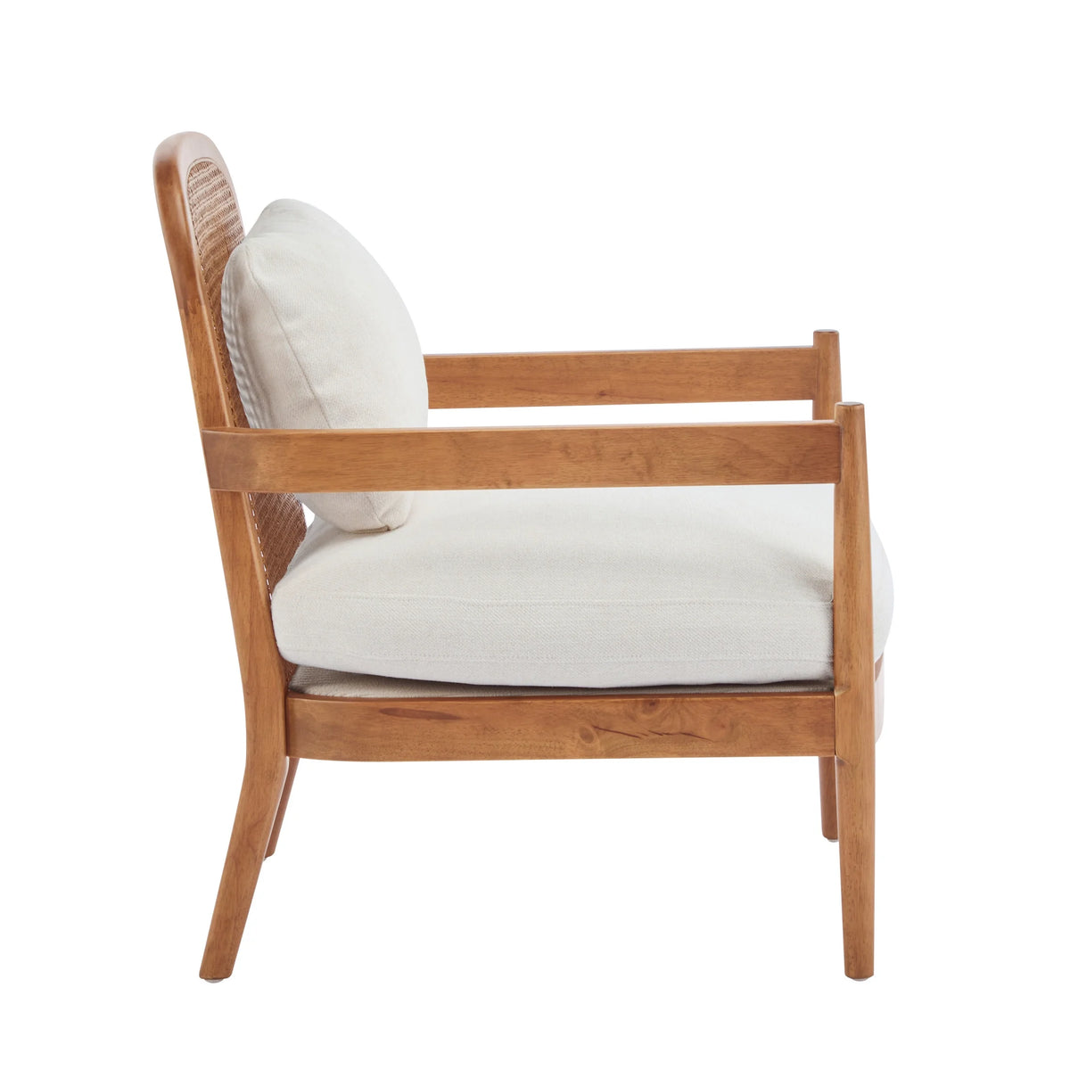 Christopher Knight Home Mid-Century Modern Accent Chairs, Wood Frame with Rattan Backrest, Grayish Green, Set of 2