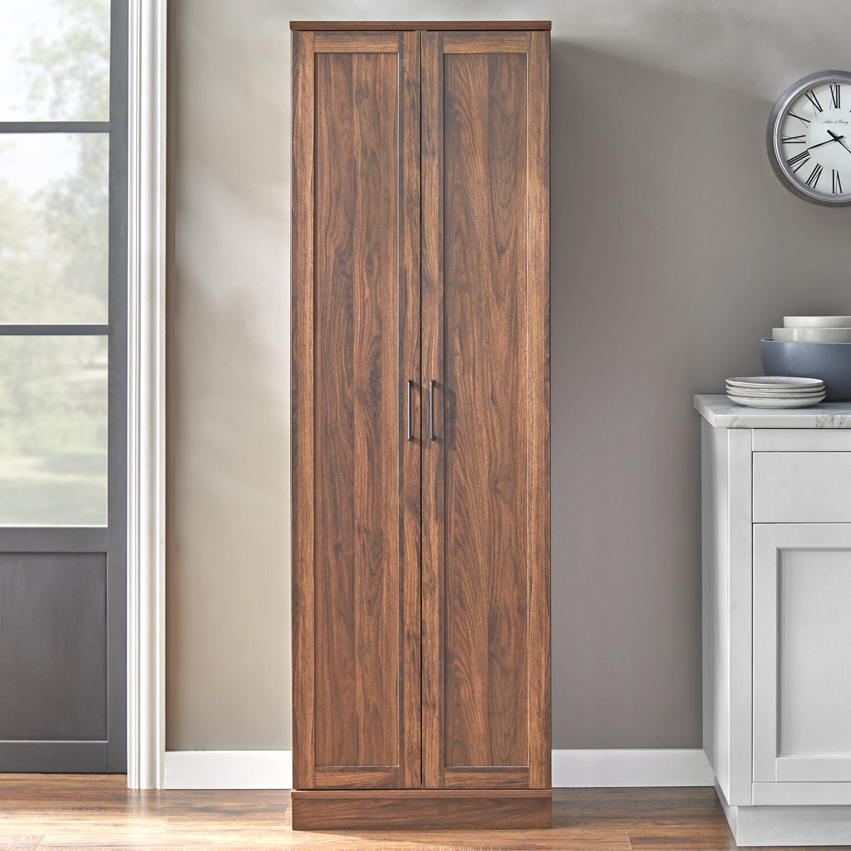 TMS Fletcher Modern Farmhouse Kitchen Pantry Cabinet, White Finish