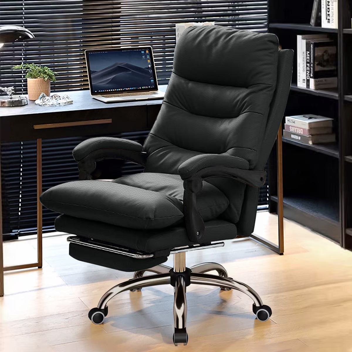 Comfortable Office Chair High Back Executive Desk Chair Leather Computer Gaming Chair Swivel Office Chairs with Footrest