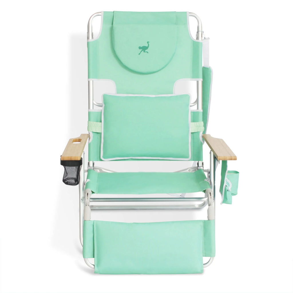 Ostrich Deluxe 3N1 Lightweight Outdoor Beach Lounge Chair w/Footrest, Pink