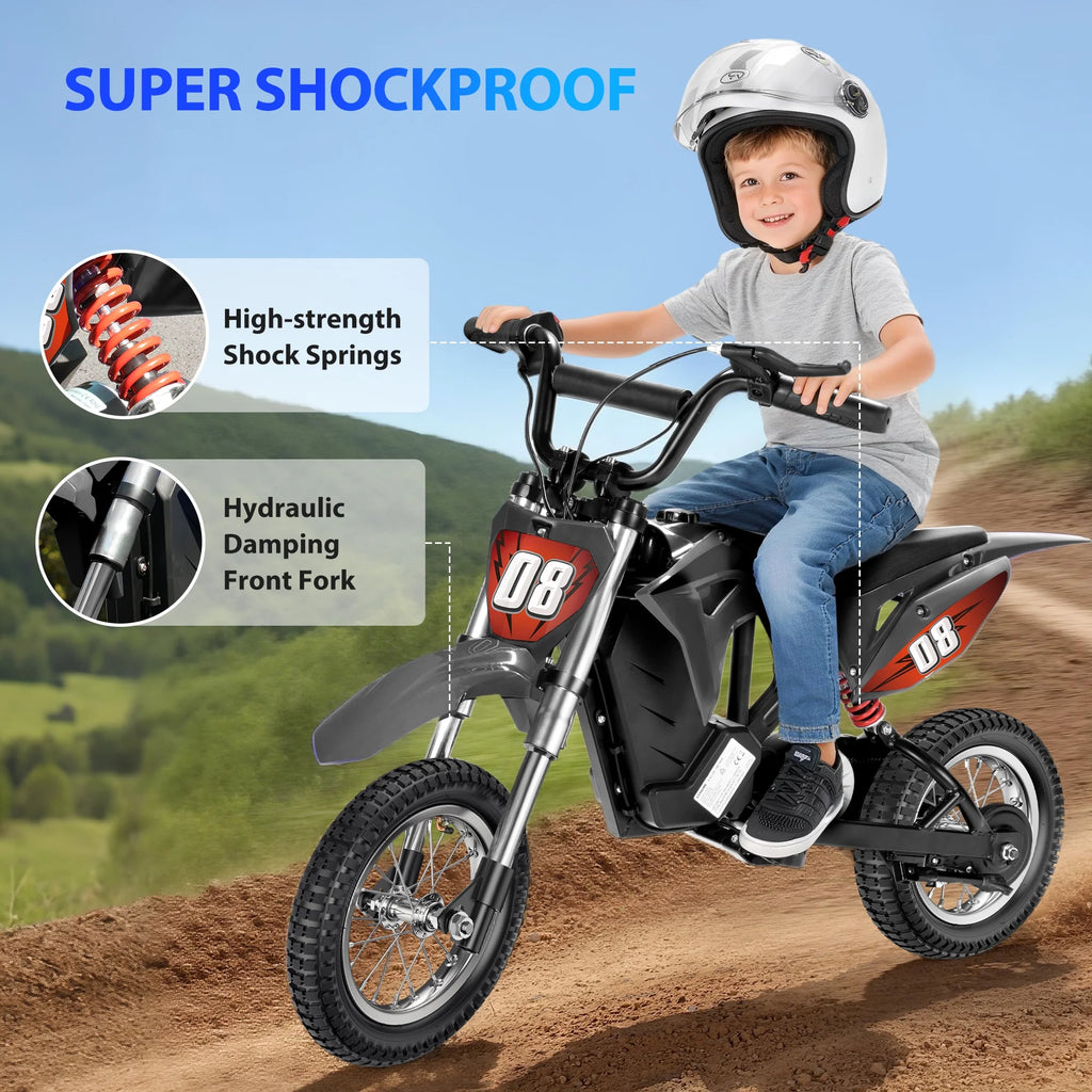 36V Kids Electric Dirt Bike,Fast Speed Electric Motorcycle Up to 16 MPH & 10 Miles Long-Range, 3-Speed Modes, Twist Grip Throttle, Dual Suspension & Brakes for Kids Ages 5-10 Ride on Toys