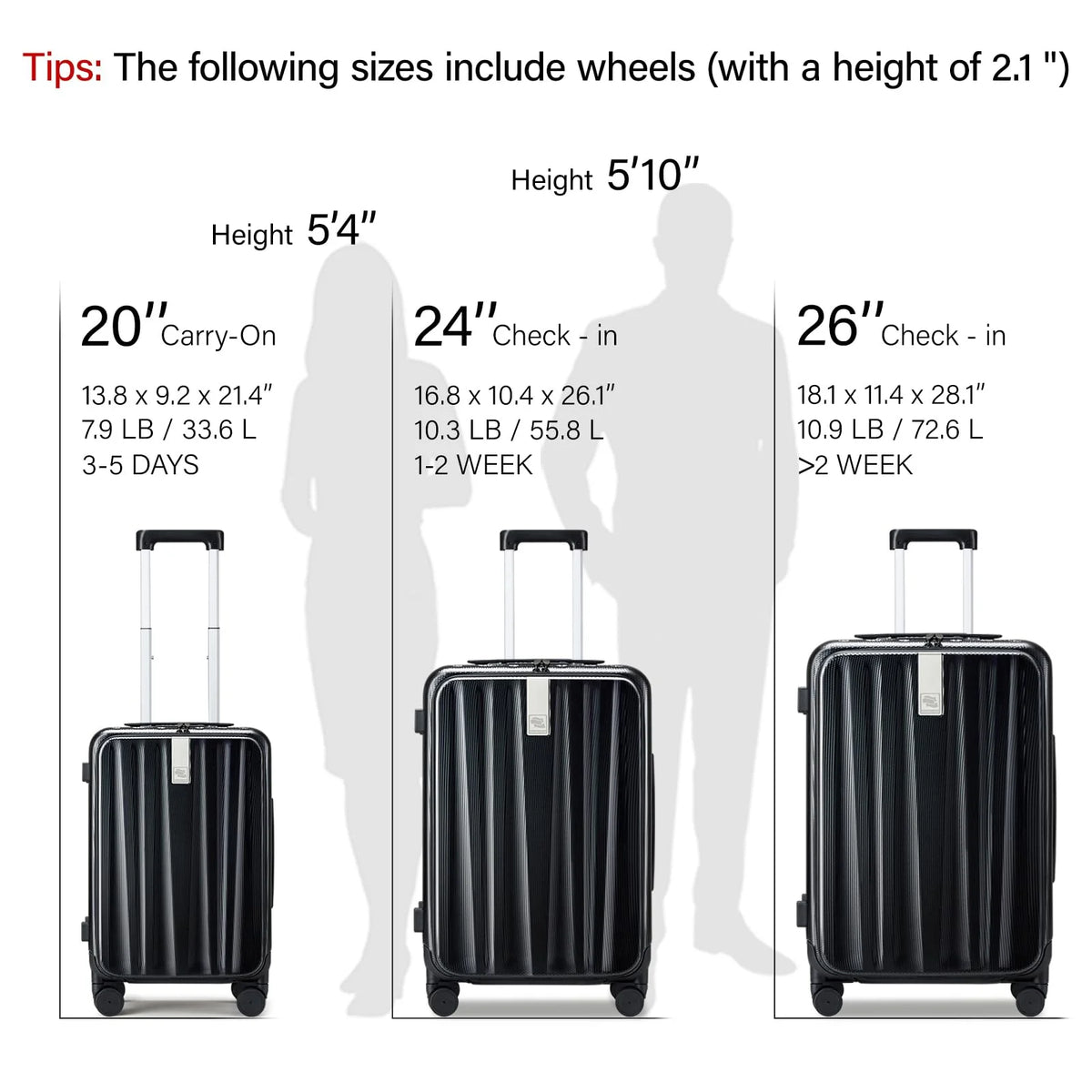 Hanke 20"Carry On Luggage with Wheels, Ivory White