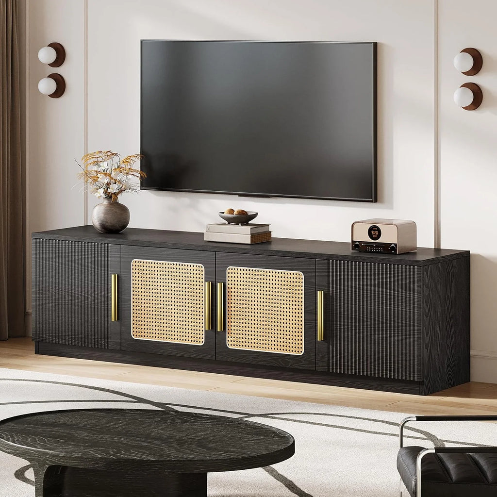 Tribesigns 70.9" TV Stand for Living Room, Mid Century Modern Entertainment Center with 6-Tier Storage Shelf