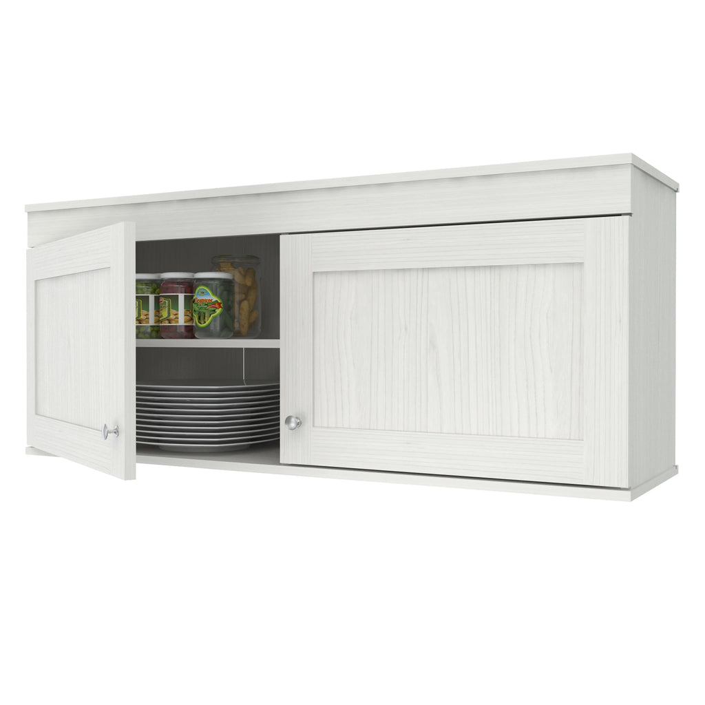 Inval Shaker Wall Mounted 2-Door Laminate Kitchen Cabinet 47"W, Washed Oak