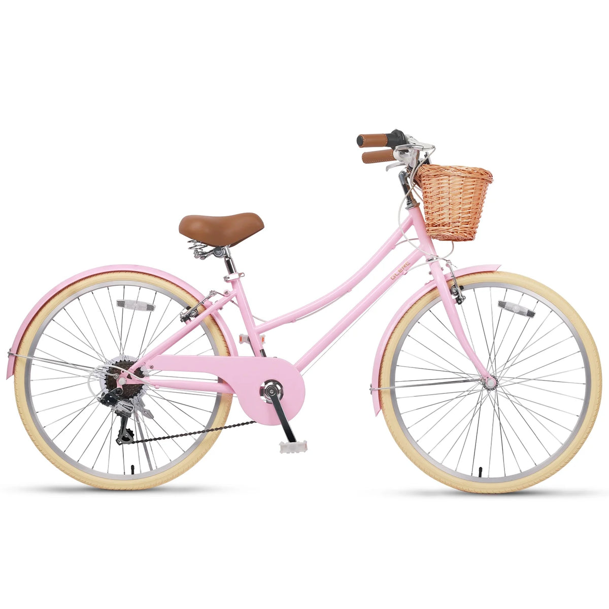 Glerc Missy 24" Girls Cruiser Bike 6-Speed Women's Hybird Bicycle for Ages 7-11 Years, Mint Green