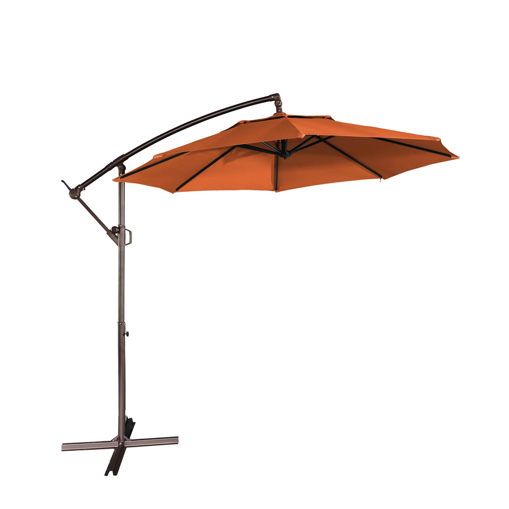 Mondawe 10ft Solar Lights Offset Cantilever Patio Umbrella - with Light, LED Lighted Offset Hanging Patio Outdoor Market Umbrella UPF50+ UV Protection with Crank,Navy Blue