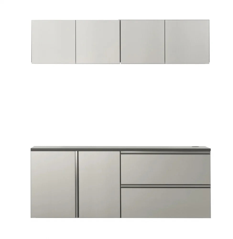 7-Piece Storage Cabinet Set, Modern Style Kitchen Furniture Set with Stand Cupboard and Console Table, Wall-Mounted or Free-standing Cabinet Set for Living Room, Kitchen, Dark Gray