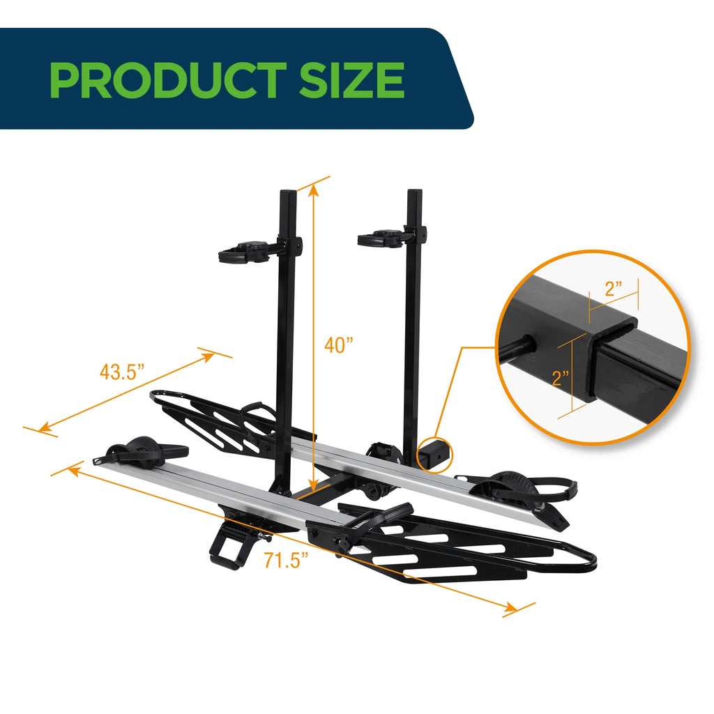 Young Electric Ebike Rack, 200lb Capacity, Alloy Steel Hitch Mount, Fits 5-Inch Fat Tire Bikes, 2-Inch Receiver