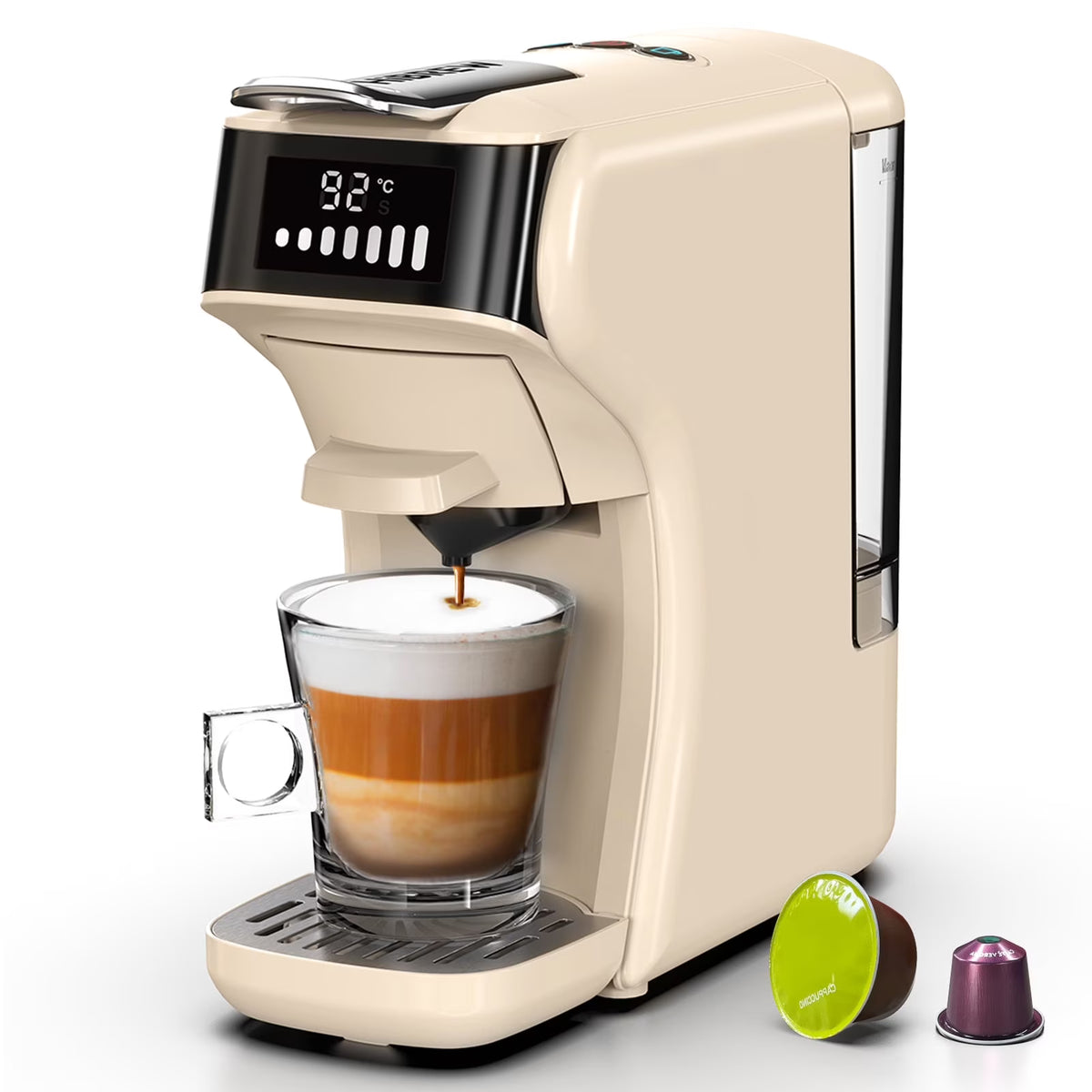 HiBREW 6in1 Pods Coffee Machine Multiple Espresso Cafetera Cappuccino Coffee Maker H1B Beige
