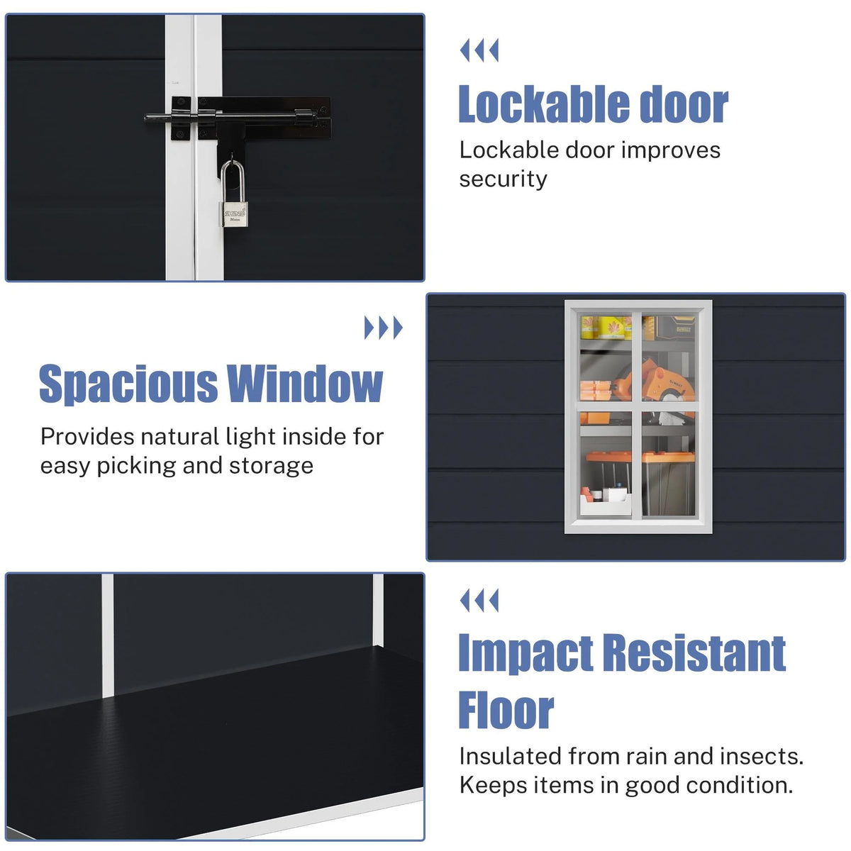 Syngar Outdoor Storage Shed with Lockable Doors, Dark Gray