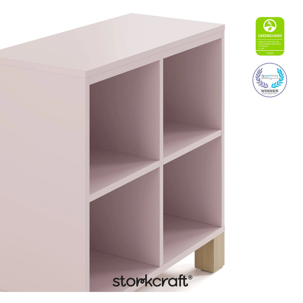 Storkcraft California Cube Organizer Children's Bookcase, Blush with Driftwood