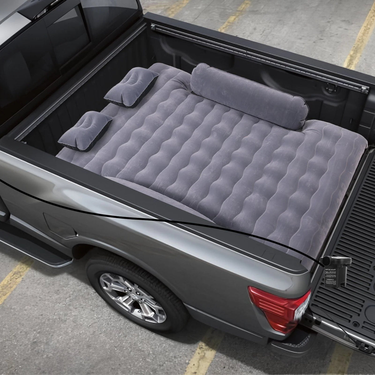 Truck Bed Air Mattress, for 6-6.5 ft Full Size Truck Beds, Carry Bag, for Chevrolet Silverado, Dodge Ram, Inflatable Air Mattress Camping Bed with 12V Air Pump 2 Pillows, Ford 150/250/350