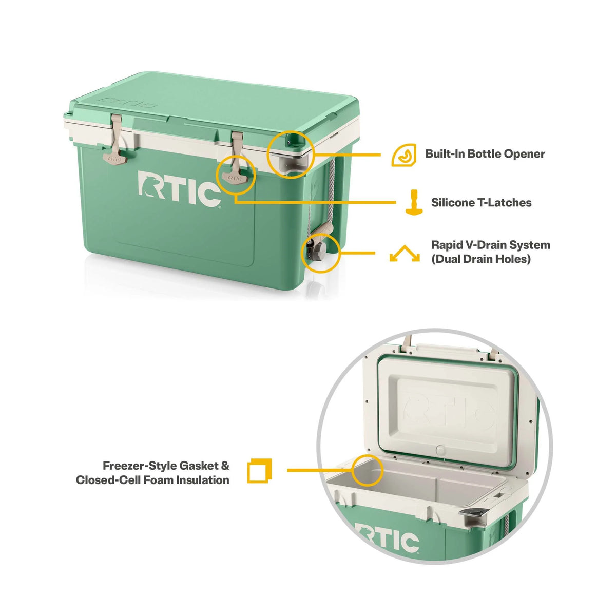 RTIC 32 QT Ultra-Light Hard-Sided Ice Chest Cooler, Fits 48 Cans, Dark Grey & Cool Grey