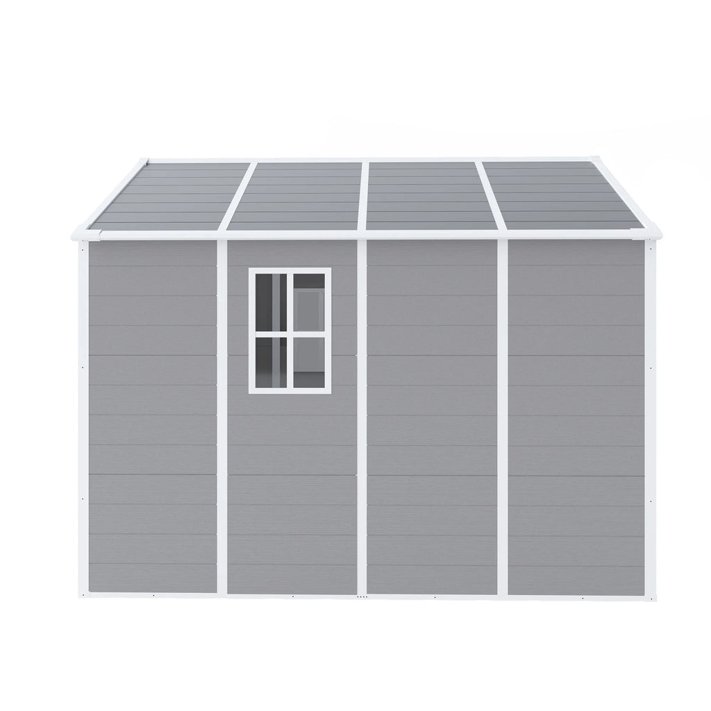 Seizeen Shed and Outdoor Storage, 41 Cu.Ft Small Outdoor Resin Shed with 3 Doors & Floor, 306GAL Deck Box Waterproof Plastic Tool Storage Shed for Cushion Lawn Mower Garbage Cans
