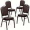 Flash Furniture 4 Pack HERCULES Series Crown Back Stacking Banquet Chair in Black Patterned Fabric - Gold Vein Frame