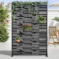 MAYEERTY 72 �� 47in Outdoor Privacy Screen with Stand Metal Balcony Decorative Screen, Black