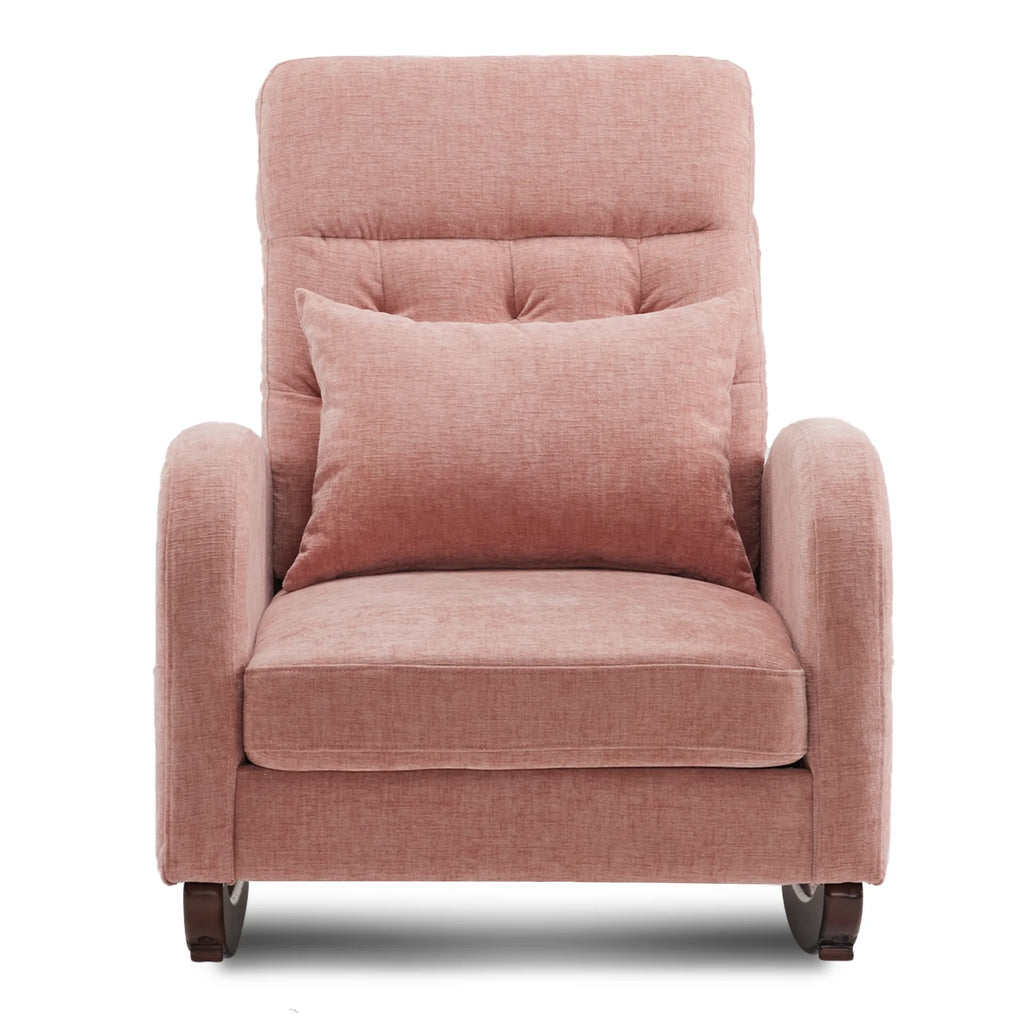 Ktaxon Rocking Accent Chair Glider Reading Chair Comfy Teddy Velvet Upholstered Single Sofa Rocker for Living Room, Nursery, Bedroom Beige
