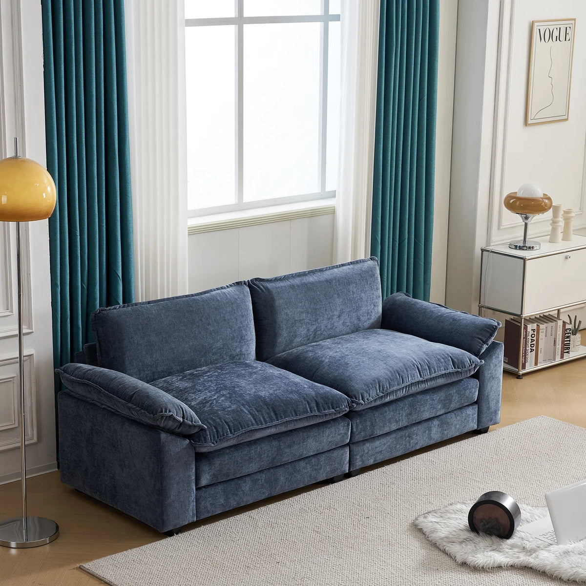 Zimtown Sectional Sofa with Ottoman, L Shaped Convertible Couch with Removable Chaise Chenille Fabric Sofa Set for 4-6 Persons Living Room Furniture Dark Grey